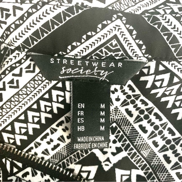 Streetwear Society Sleeveless Women Shirt Black &White Geometric Aztec Y2K Sz M - Picture 5 of 9